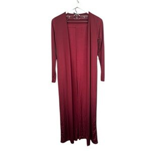 GoodTime USA Burgundy Satin Robe Pant Set Small
